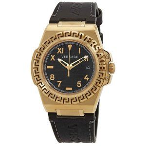 Men's Black Gold Versace 44mm Watch